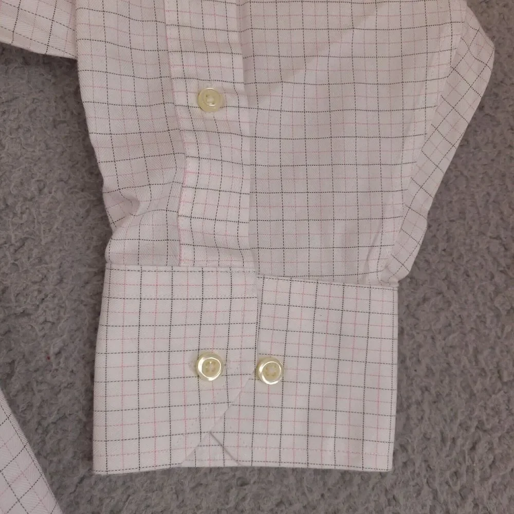 Brooks Brothers Shirt Mens 17.5‎ -2/3 White Plaid Button Up Regent Cotton